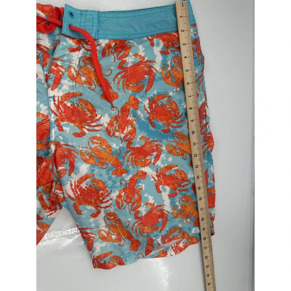 Red Camel Mens Blue Lobster Crab Print Board Shorts Swim Trunks Size 40 Orange